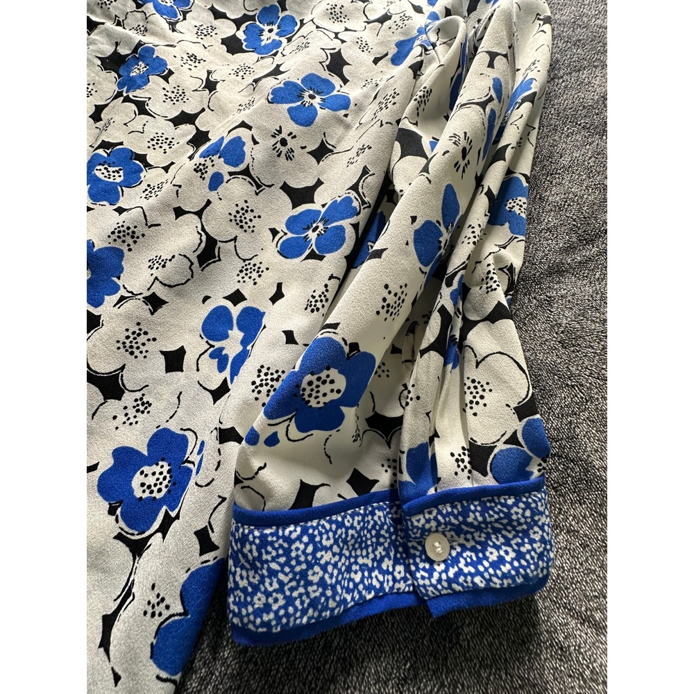 Talbots Woman Blue White Floral Print 3/4 Sleeve Blouse Top 2X CN505-23 - Picture 9 of 11